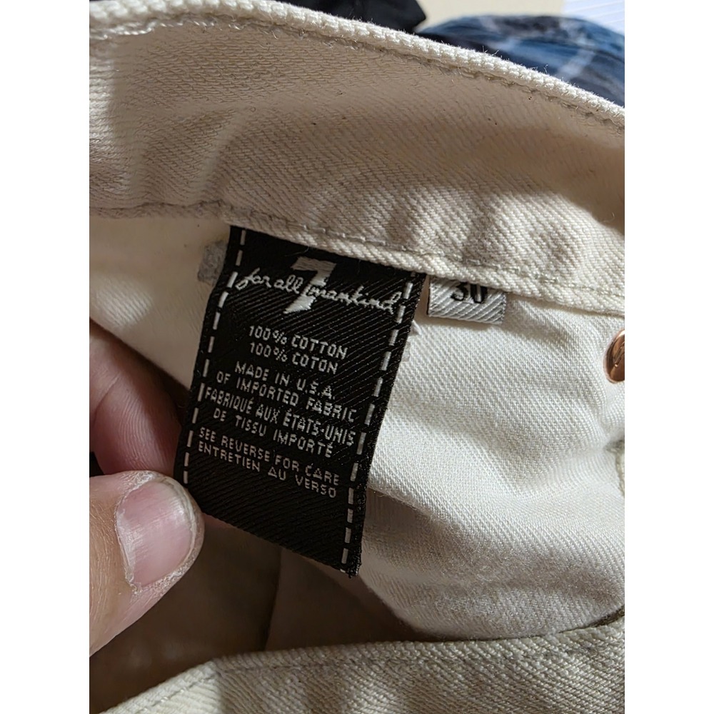 7 For All Mankind Jeans Women 30 Luxe Performance Slimmy Mid Rise Off Whit Cream - Picture 8 of 9